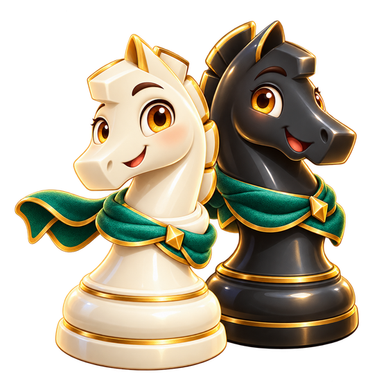 Ivory and Onyx, our white and black chess knight guides.